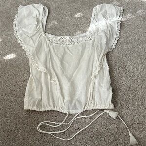 Altar'd State White Lace Trim Blouse